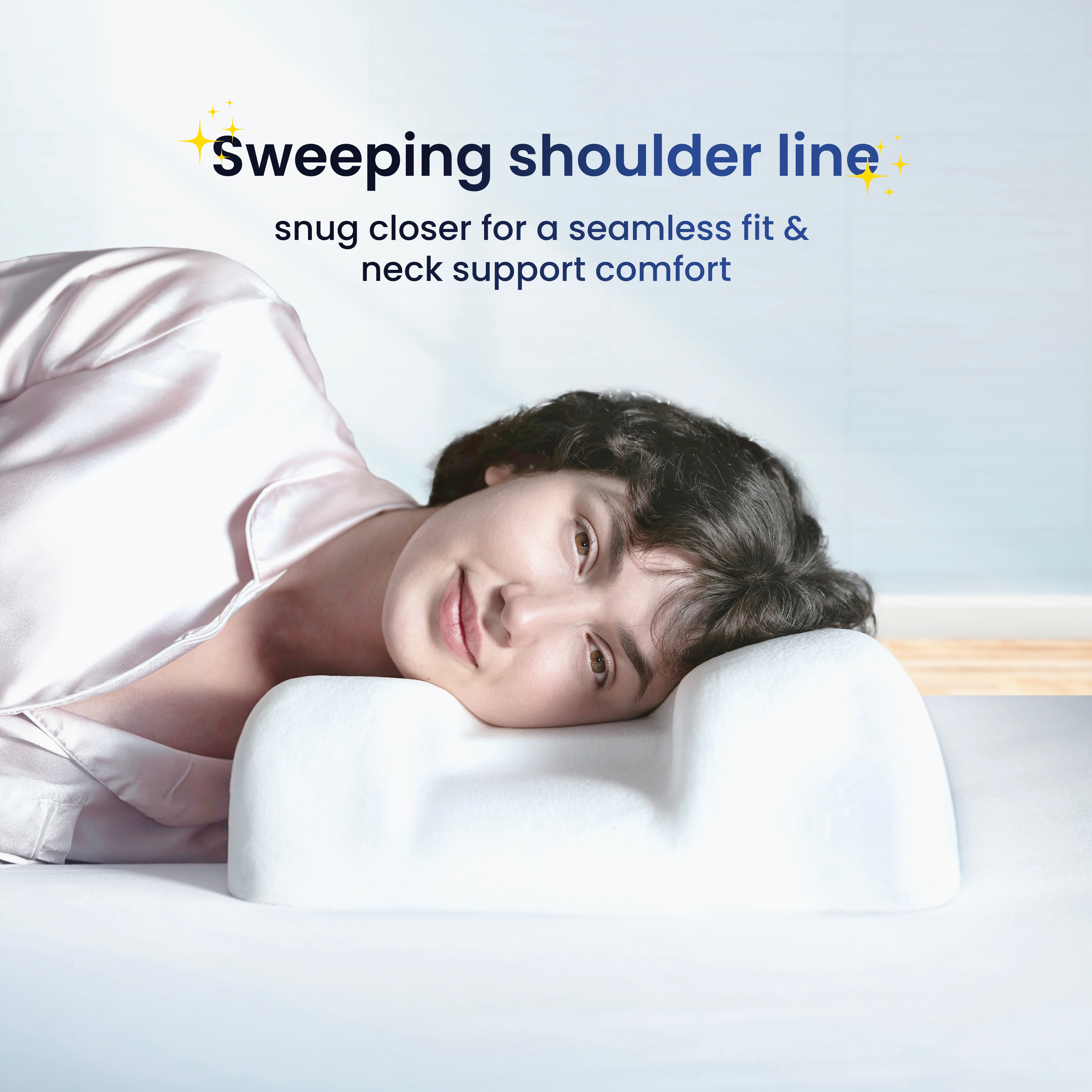 contour pillow with shoulder cut design for better neck alignment and side sleeping comfort