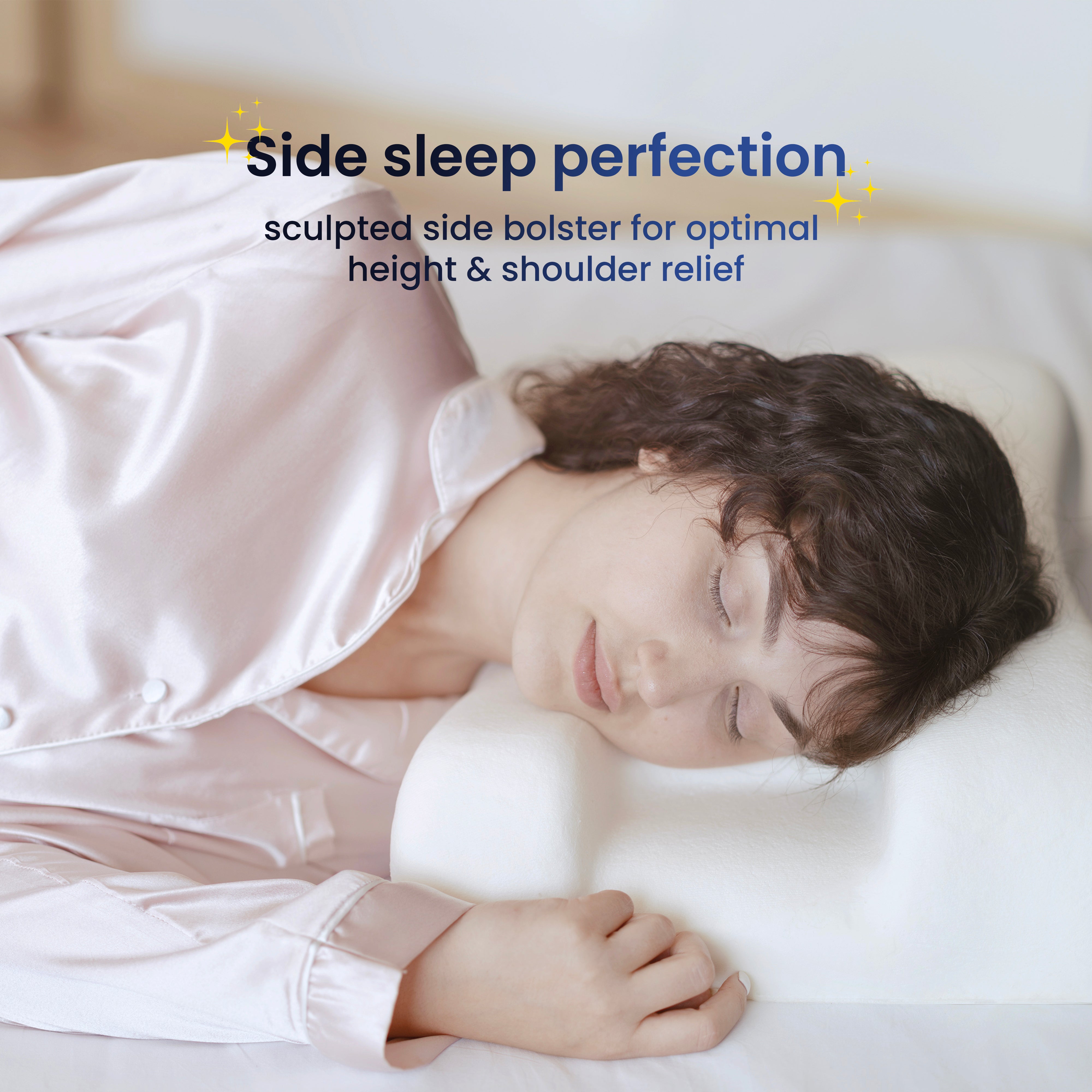 ergonomic beauty pillow for side sleepers with optimal height and shoulder support